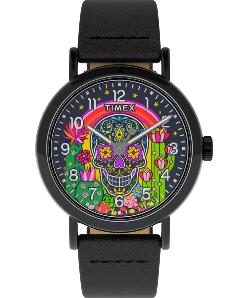 Timex Weekender Day of the Dead 40mm Leather Strap Watch