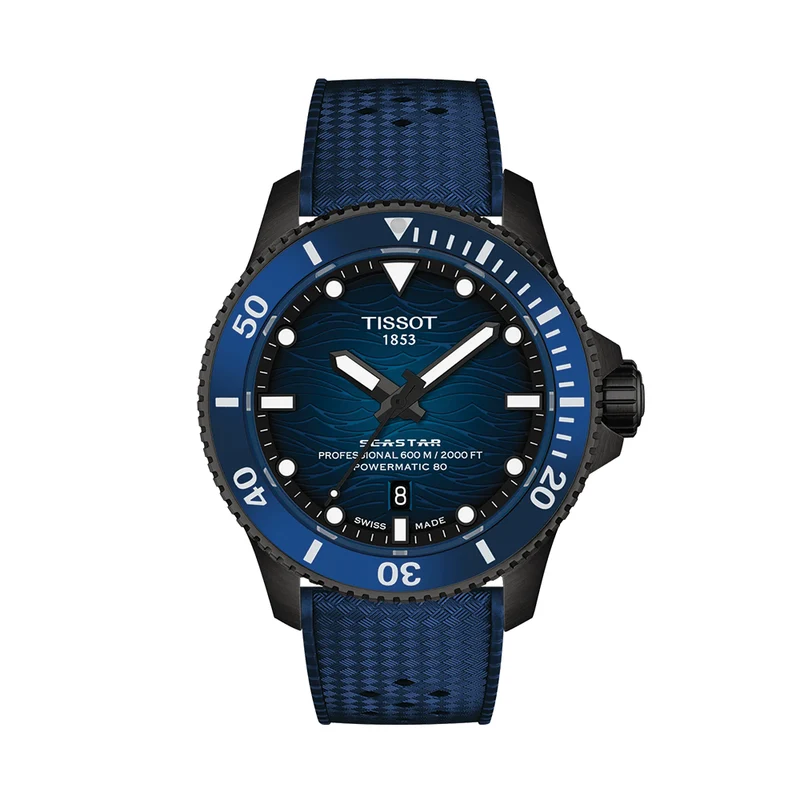 Seastar 2000 Professional Powermatic 80 Black PVD 44mm - Blue on Rubber Strap