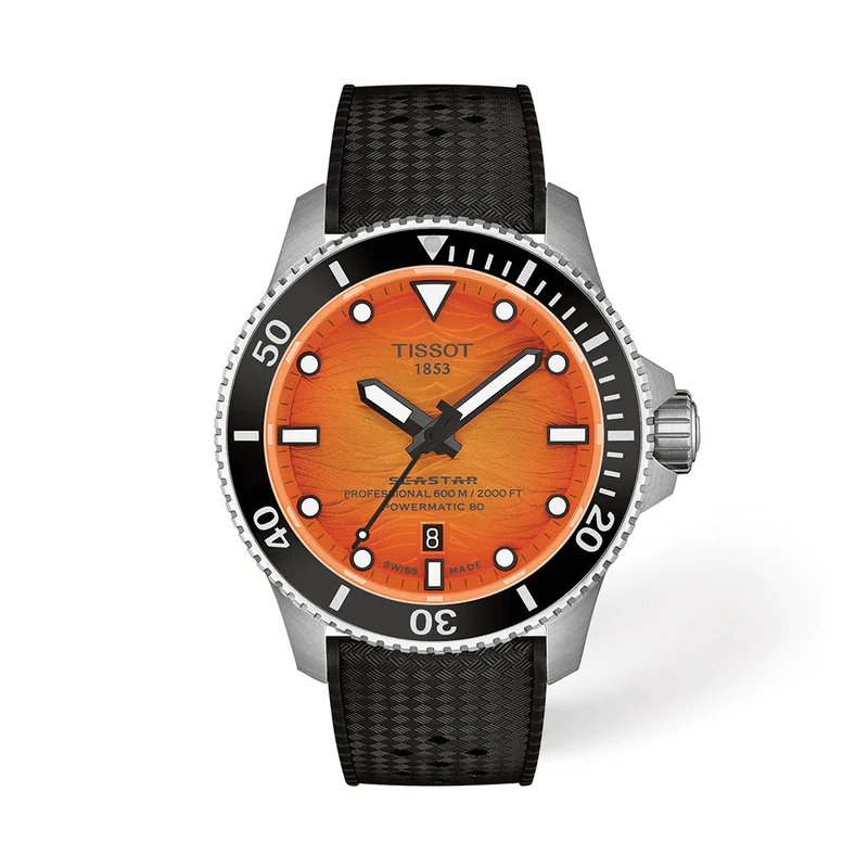 Seastar 2000 Professional Powermatic 80 44mm - Orange on Rubber Strap