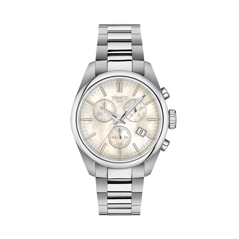 PR 100 Quartz Chronograph 36mm - White, Mother-of-Pearl on Bracelet