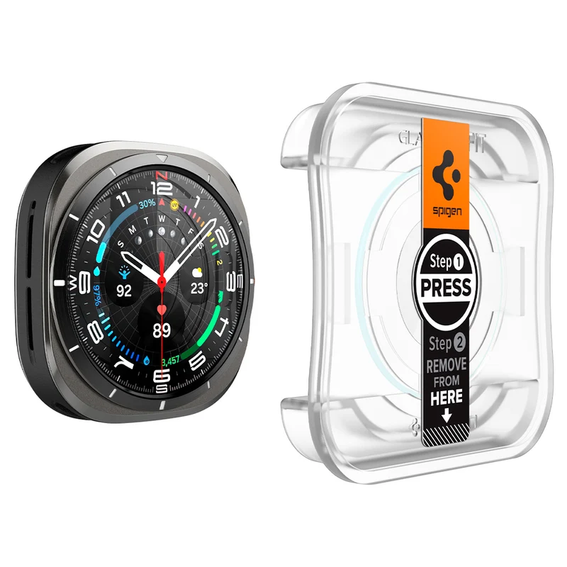 Spigen Galaxy Watch Ultra 47mm 2025/2024 EZ Fit GLAS.tR Slim Glass Screen Protector 2PCS (Clear)