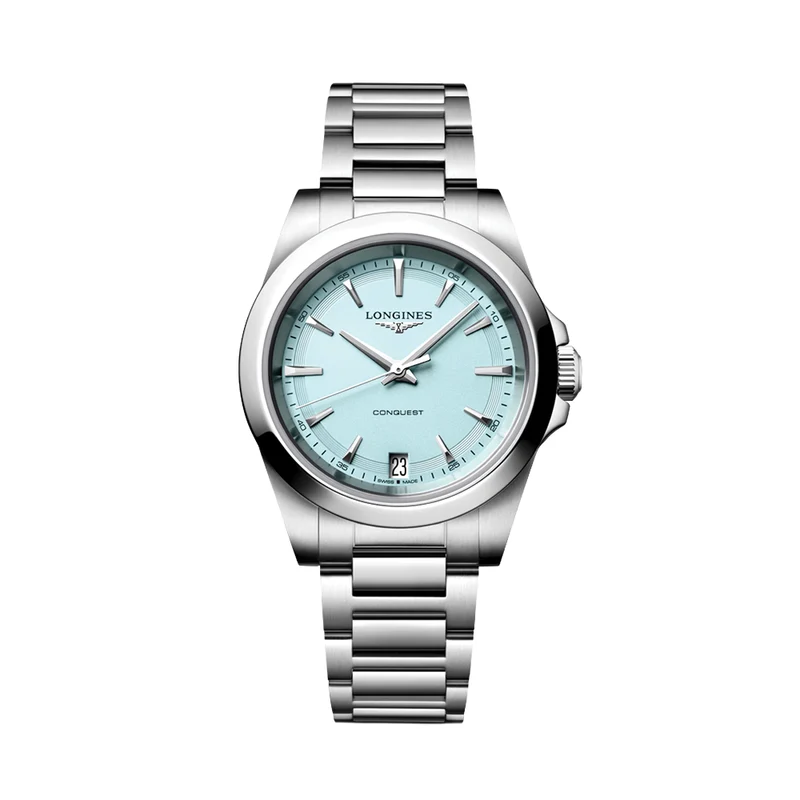 Conquest Quartz 34mm - Mint Blue on Bracelet
