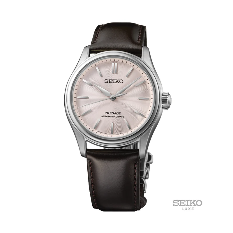 HCC003 Presage Classic Series 38mm - Pink on Leather Strap