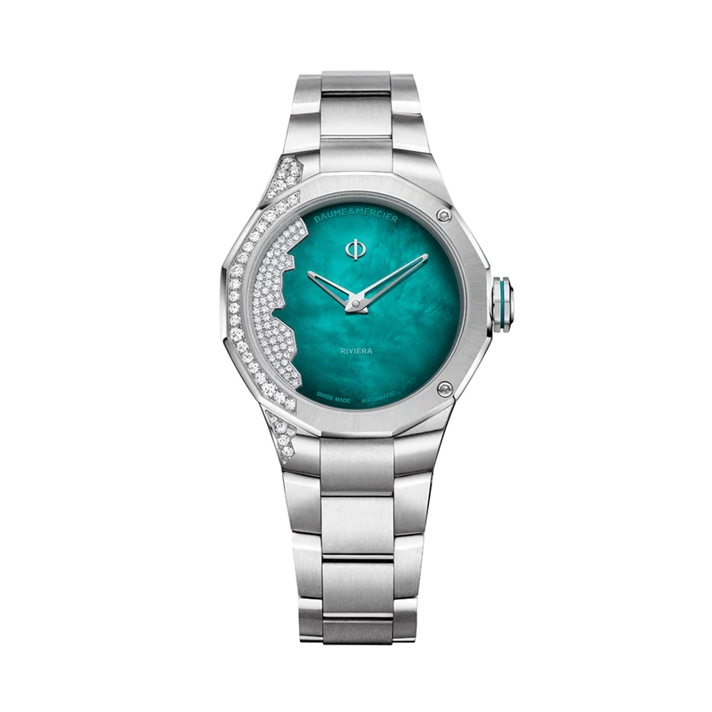 Riviera 10868 33mm - Green, Diamond-Set on Bracelet
