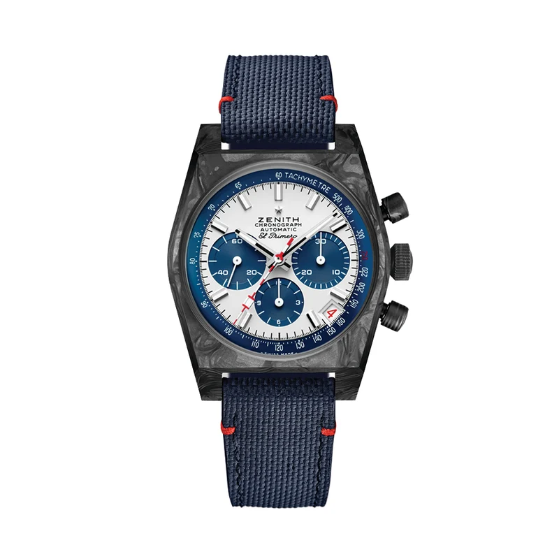 Chronomaster Revival Liberty II Limited Edition Black Carbon 37mm - White on Rubber Strap