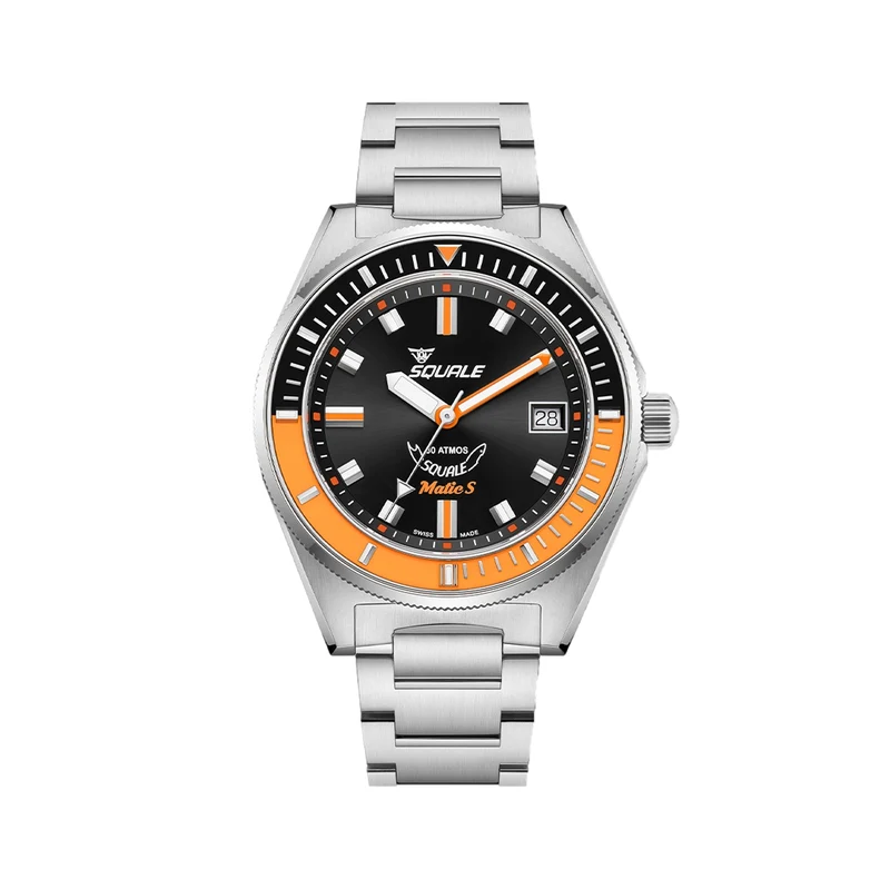 Matic S 39.5mm - Black, Orange Bezel on Bracelet