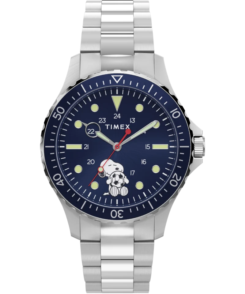Peanuts® x Timex Navi Snoopy Soccer 41mm Stainless Steel Bracelet Watch