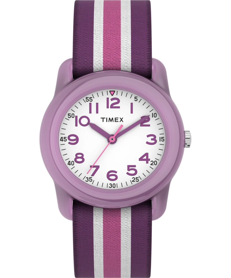 TIMEX TIME MACHINES® 29mm Purple Stripe Elastic Fabric Kids Watch