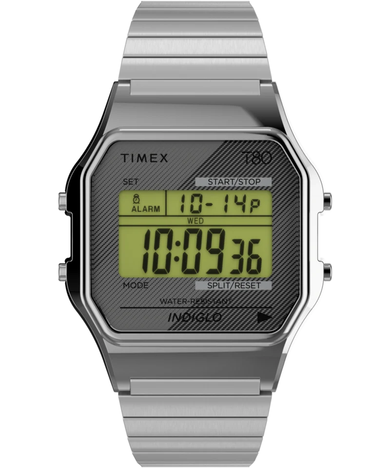 Timex T80 34mm Stainless Steel Expansion Band Watch