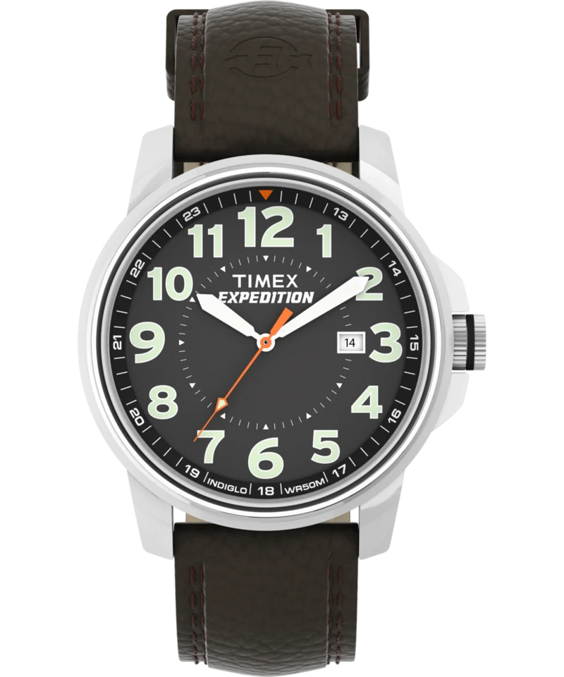 Expedition Metal Field 40mm Leather Strap Watch