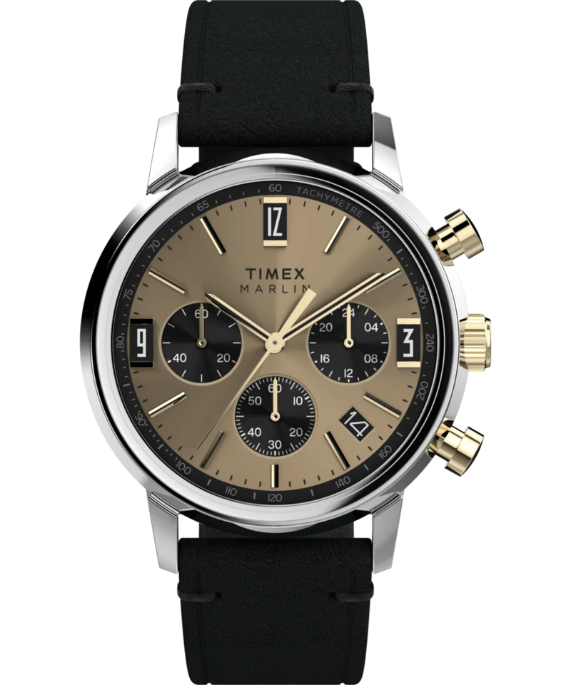 Marlin® Chronograph Tachymeter 40mm Leather Strap Watch