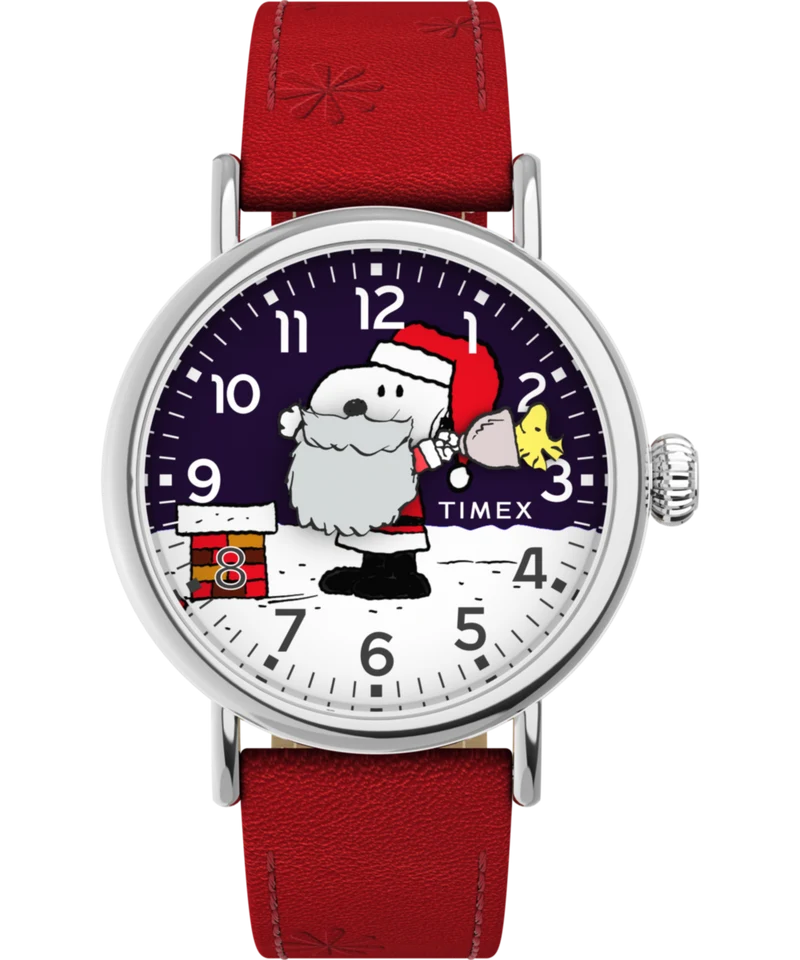 Peanuts® x Timex Standard Snoopy Santa 40mm Leather Strap Watch