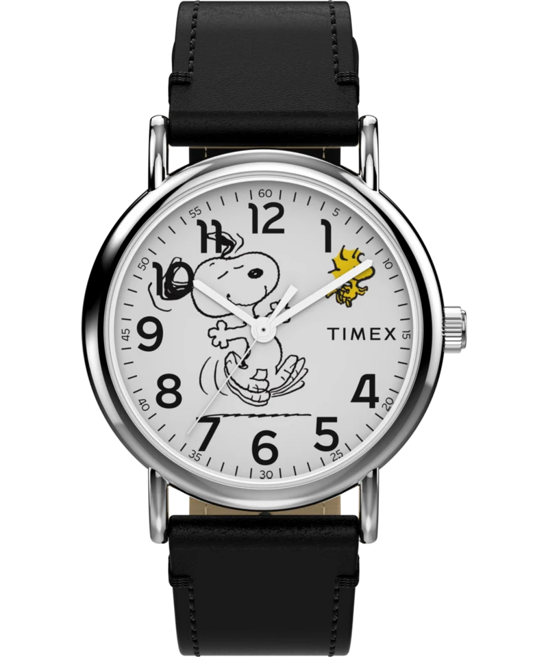 Peanuts® x Timex Weekender Snoopy Dancing 38mm Leather Strap Watch