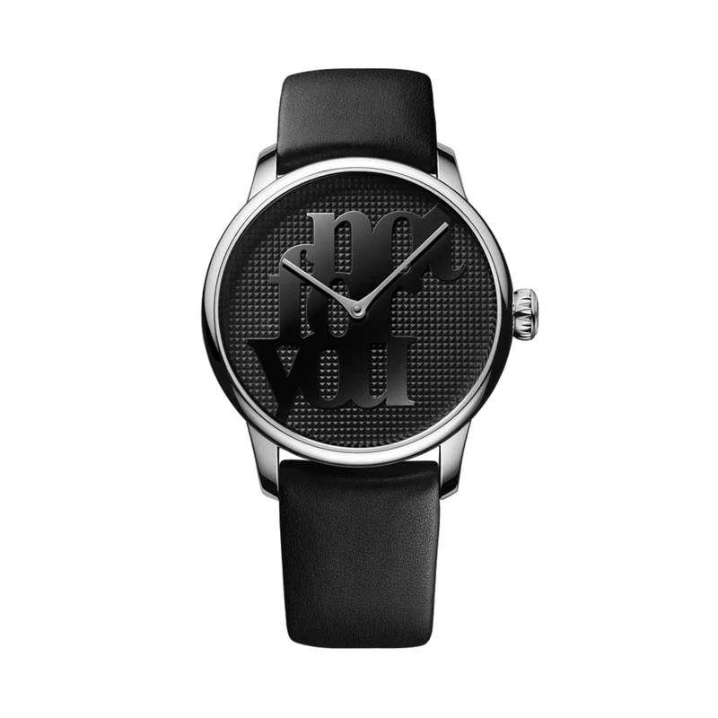 Louis Erard x Monica Bonvicini "Not For You" Limited Edition 39mm - Black on Leather Strap