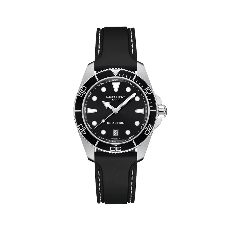 DS Action 40mm - Black on Rubber Strap