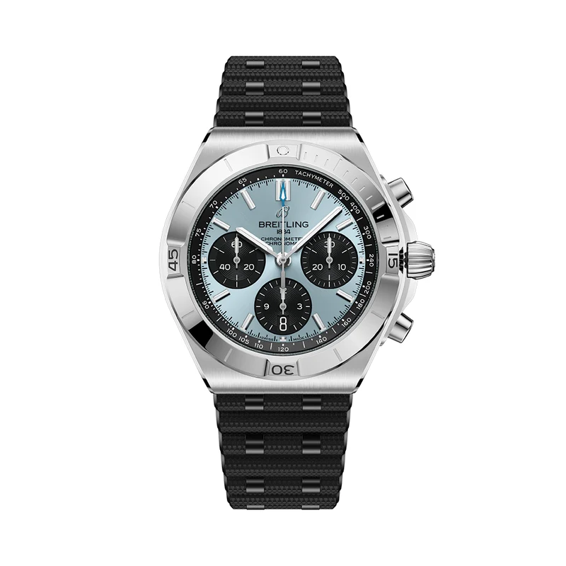 Chronomat B01 Automatic Panda Dial 42mm - Light Blue on Rubber Strap