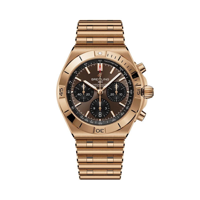 Chronomat B01 Automatic Panda Dial 18K Red Gold 42mm - “Chocolat" Brown on Bracelet