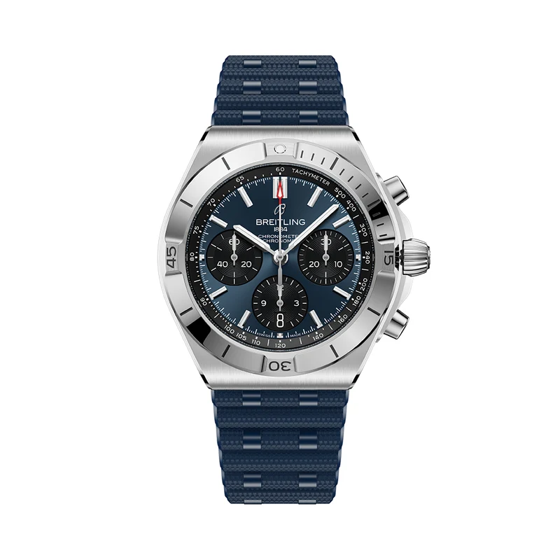 Chronomat B01 Automatic Panda Dial 42mm - Blue on Rubber Strap