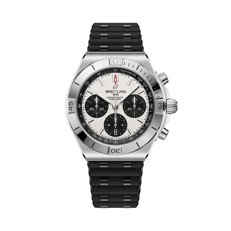 Chronomat B01 Automatic Panda Dial 42mm - White on Rubber Strap
