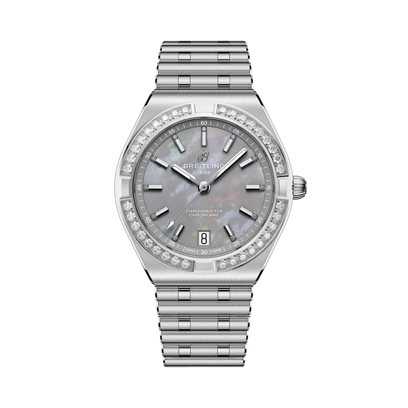 Chronomat Automatic 36mm - Grey, Mother-of-Pearl, Diamond-Set on Bracelet