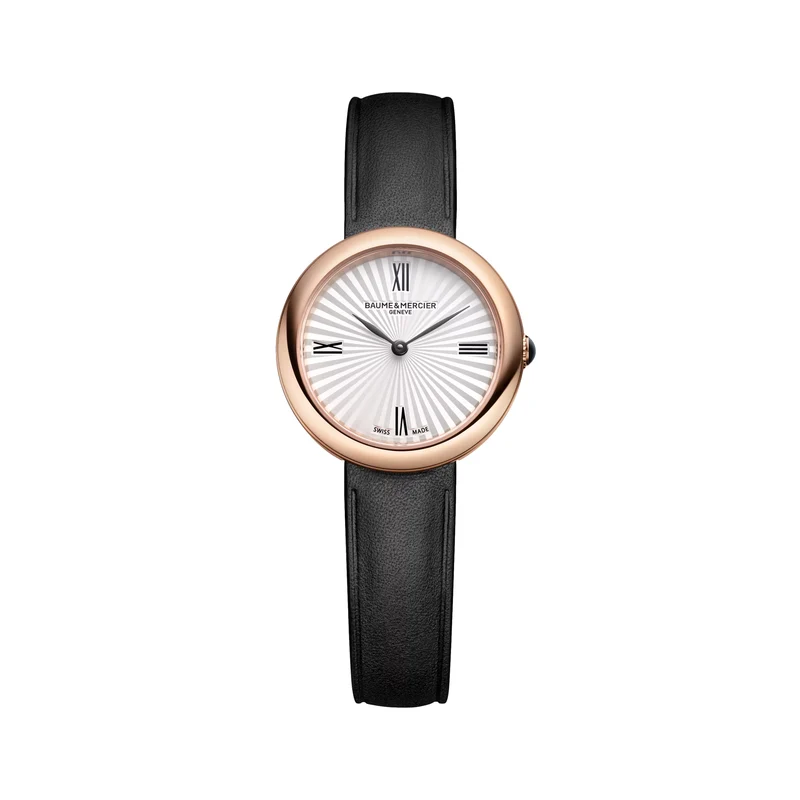 Joia de Baume & Mercier 10849 Quartz Gold-Tone PVD 28mm - Silver on Leather Strap