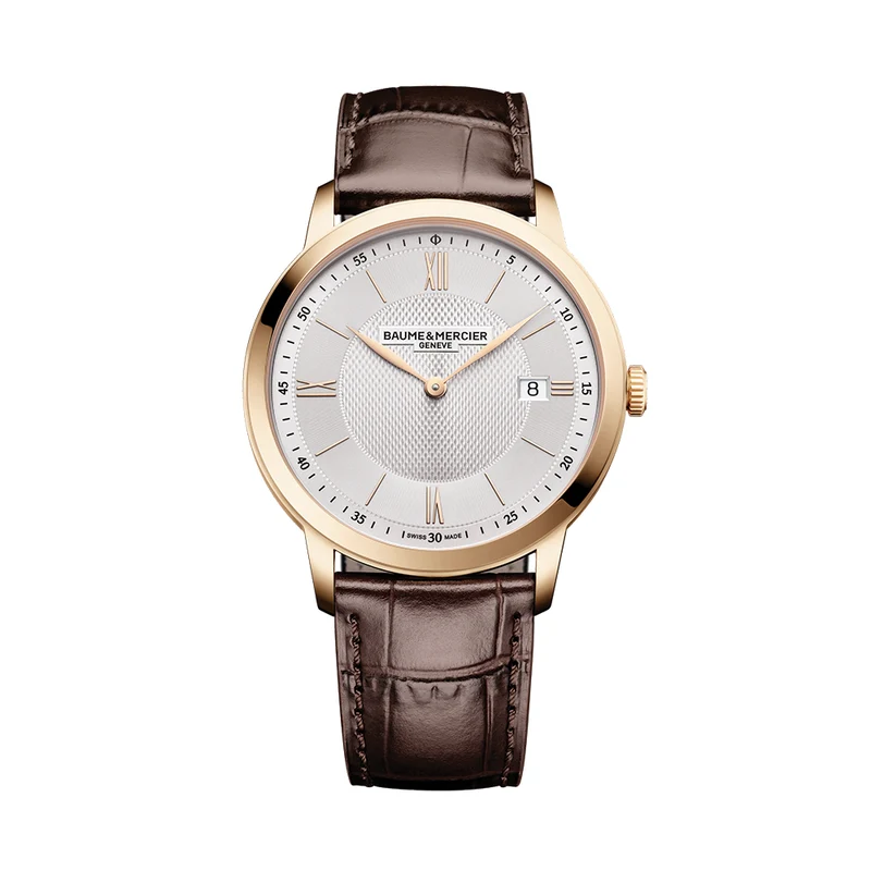 Classima 10857 Quartz Gold-Tone PVD 40mm - Silver on Leather Strap