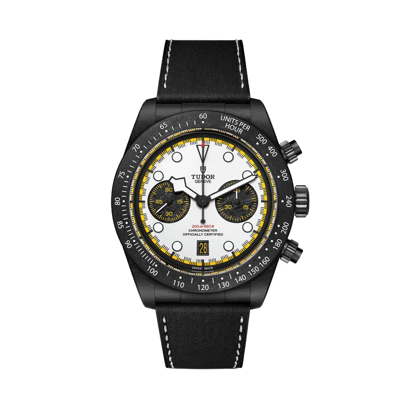 Black Bay Chrono "Carbon 26" 42mm - White on Rubber/Leather Strap