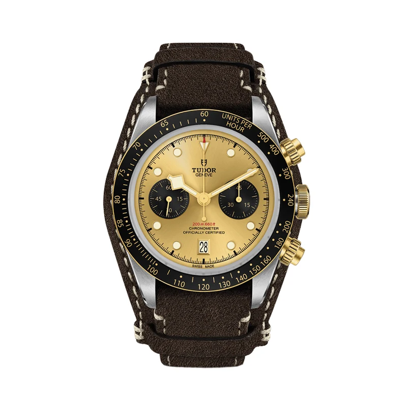 Black Bay Chrono S&G 41mm - Champagne on Brown Leather Strap
