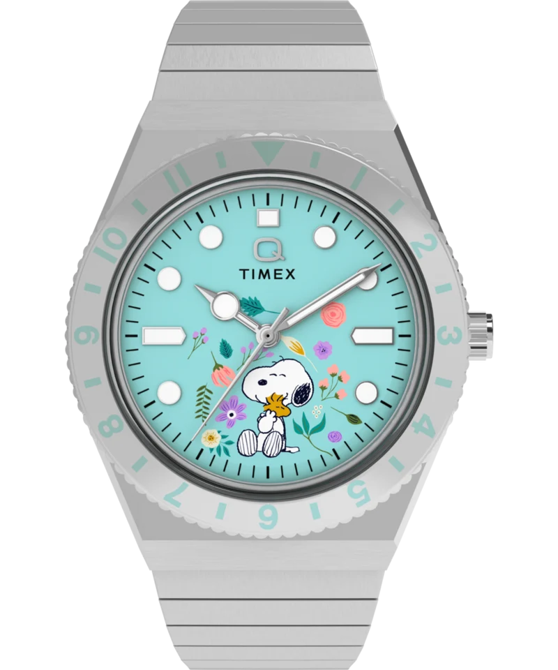 Peanuts® x Q Timex® 36mm Stainless Steel Expansion Band Watch