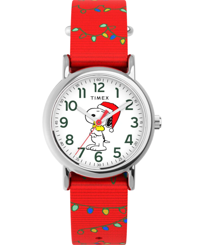 Peanuts® x Timex Weekender Snoopy Santa Hat 31mm Fabric Strap Watch