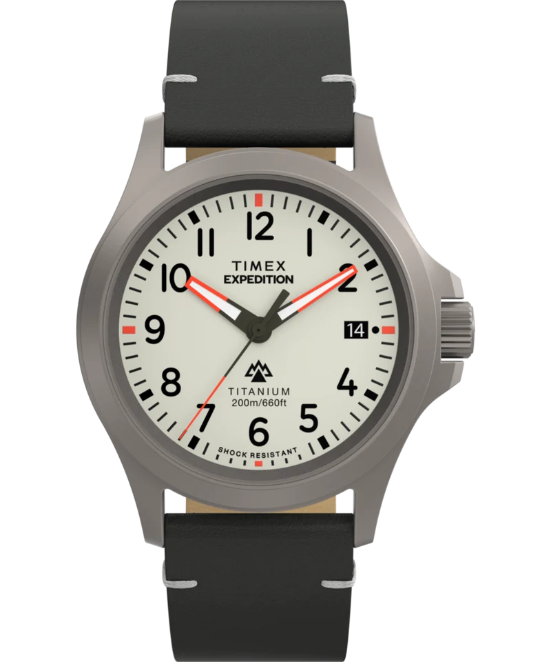 Expedition Titanium 38mm Leather Strap Watch