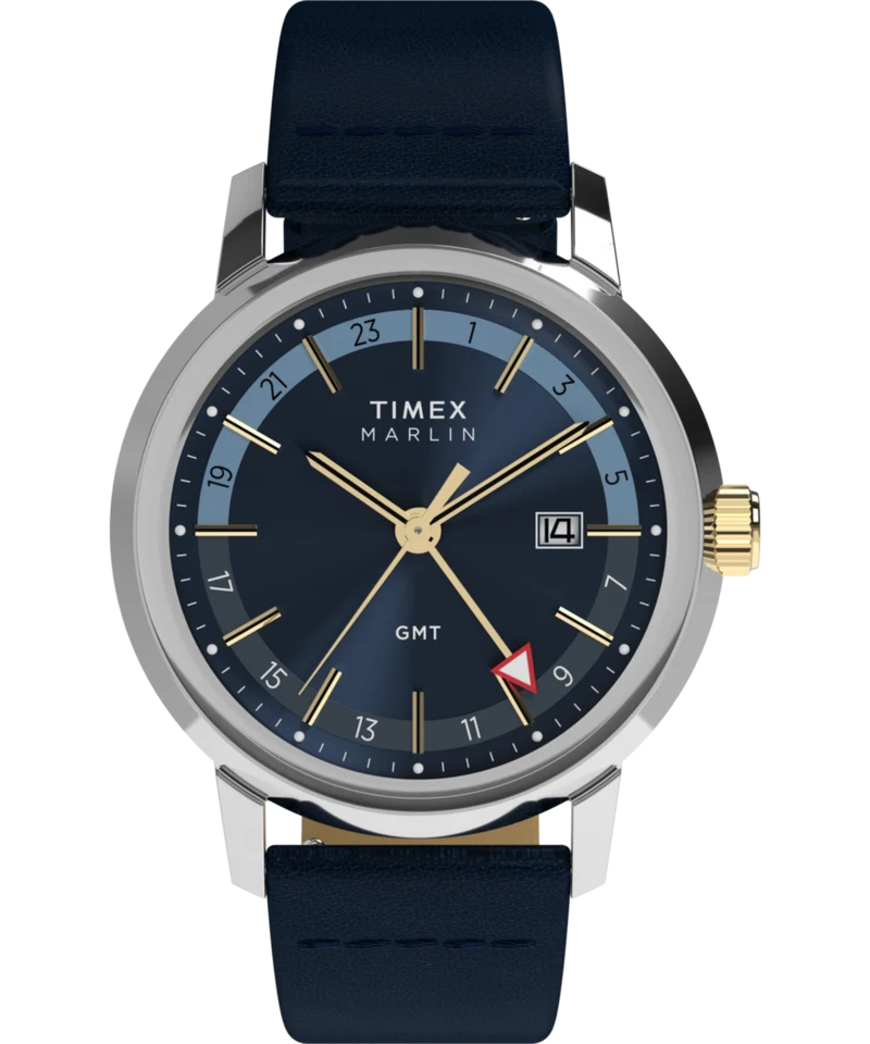 Marlin® Quartz GMT 40mm Leather Strap Watch