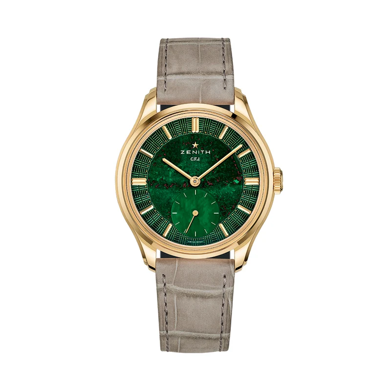 G.F.J. 18K Yellow Gold Limited Edition 39.15mm - Green on Leather Strap, and Two Additional Leather Straps or Optional Bracelet