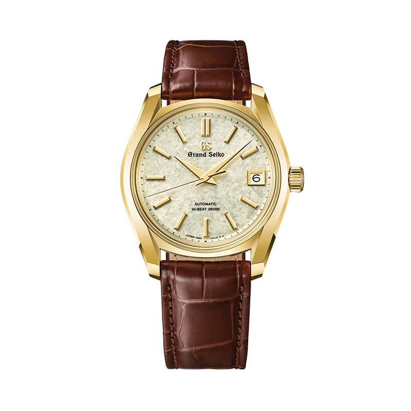 SBGH376 Heritage Hi-Beat 18K Yellow Gold 38mm - Green on Leather Strap