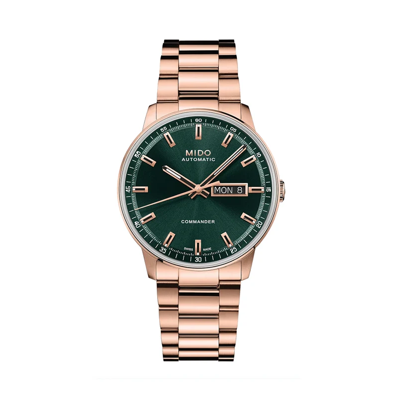 Commander Datoday Rose Gold 40mm - Green on Bracelet