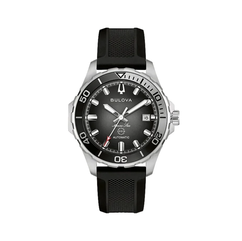 Marine Star Series B 41mm - Black on Rubber Strap
