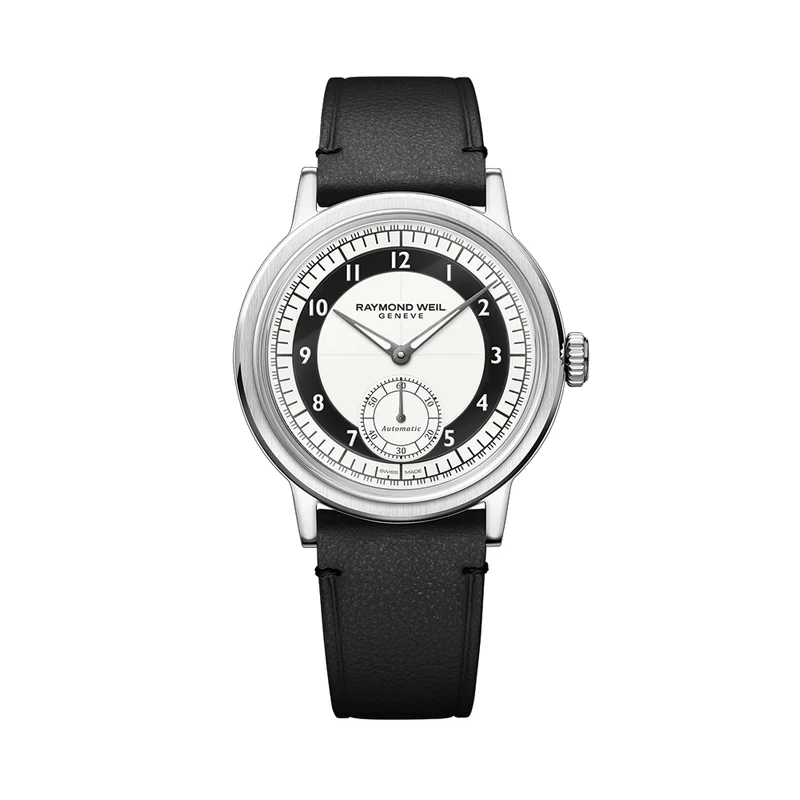 Millesime Small Seconds Tuxedo Dial 39mm - White on Leather Strap