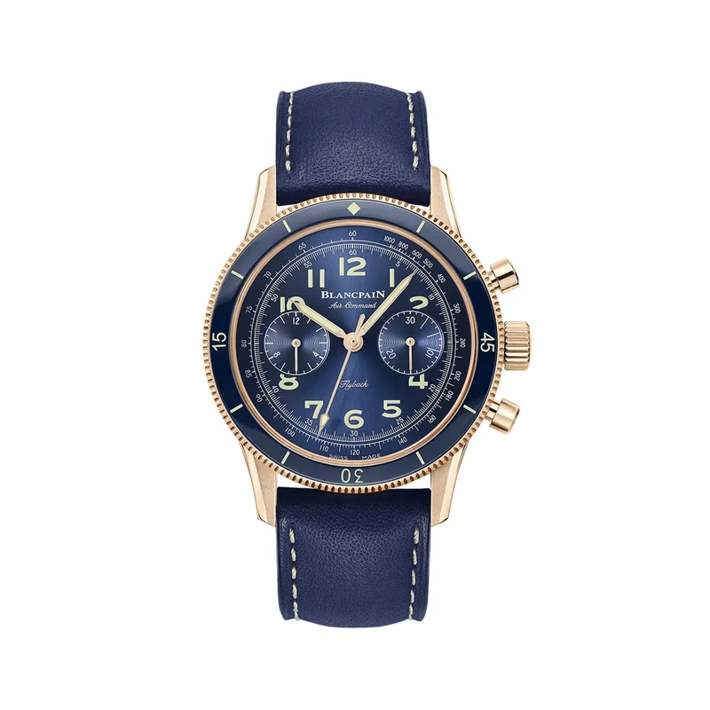 Air Command Red Gold 42.5mm - Sunburst Blue on Leather Strap