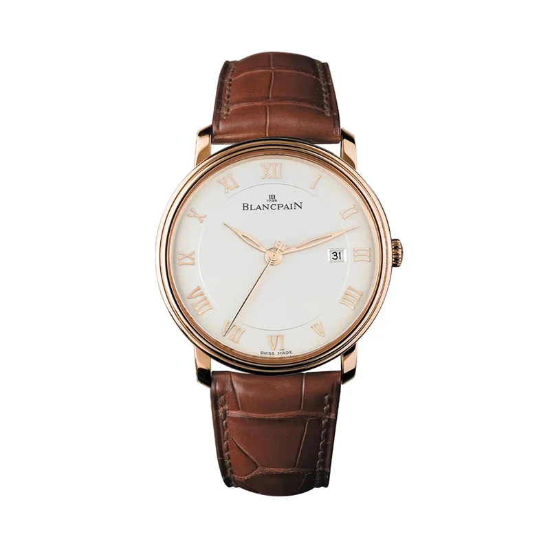 Villeret Ultraplate Red Gold 40mm - White on Leather Strap