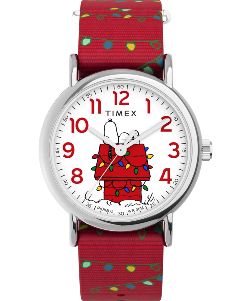 Peanuts® x Timex Weekender Holiday 38mm Fabric Strap Watch