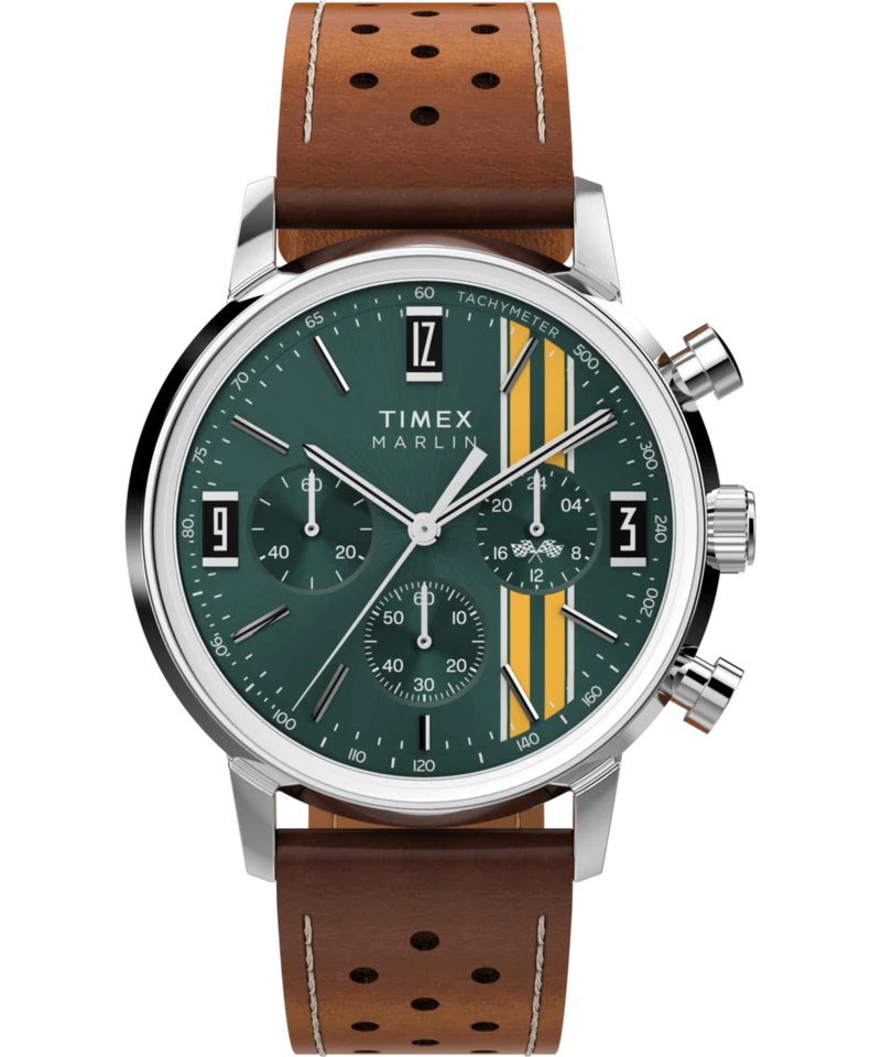 Marlin® Chronograph Tachymeter 40mm Leather Strap Watch