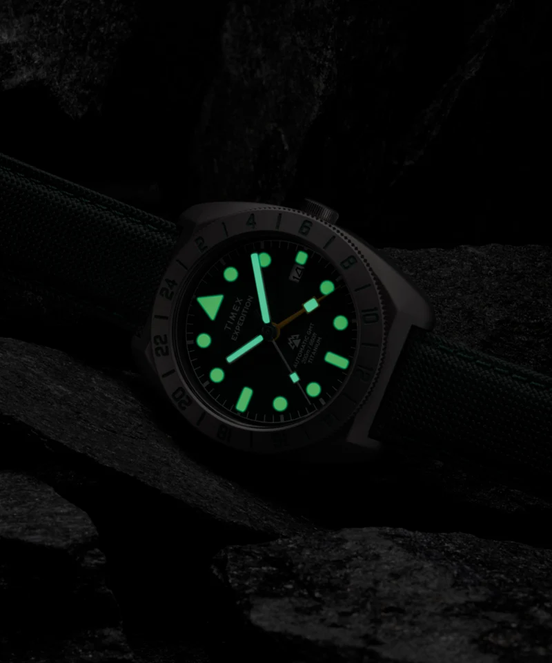 Expedition® Pioneer Titanium Automatic GMT 41mm Fabric Strap Watch