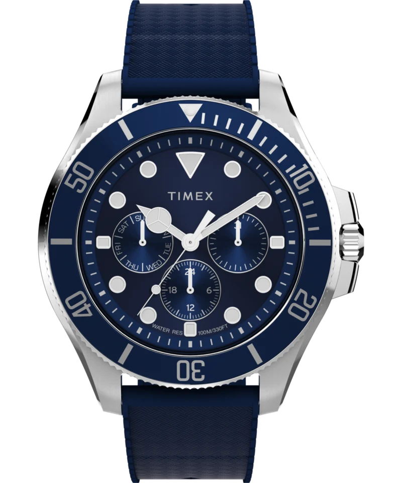 Harborside Coast Multifunction 43mm Synthetic Rubber Strap Watch