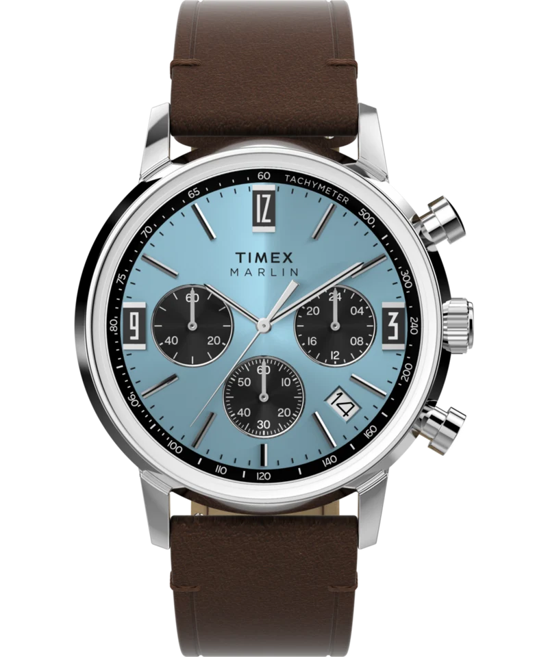 Marlin® Chronograph Tachymeter 40mm Leather Strap Watch