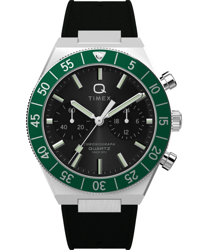 Q Timex Continental Chronograph 40mm Synthetic Rubber Strap Watch