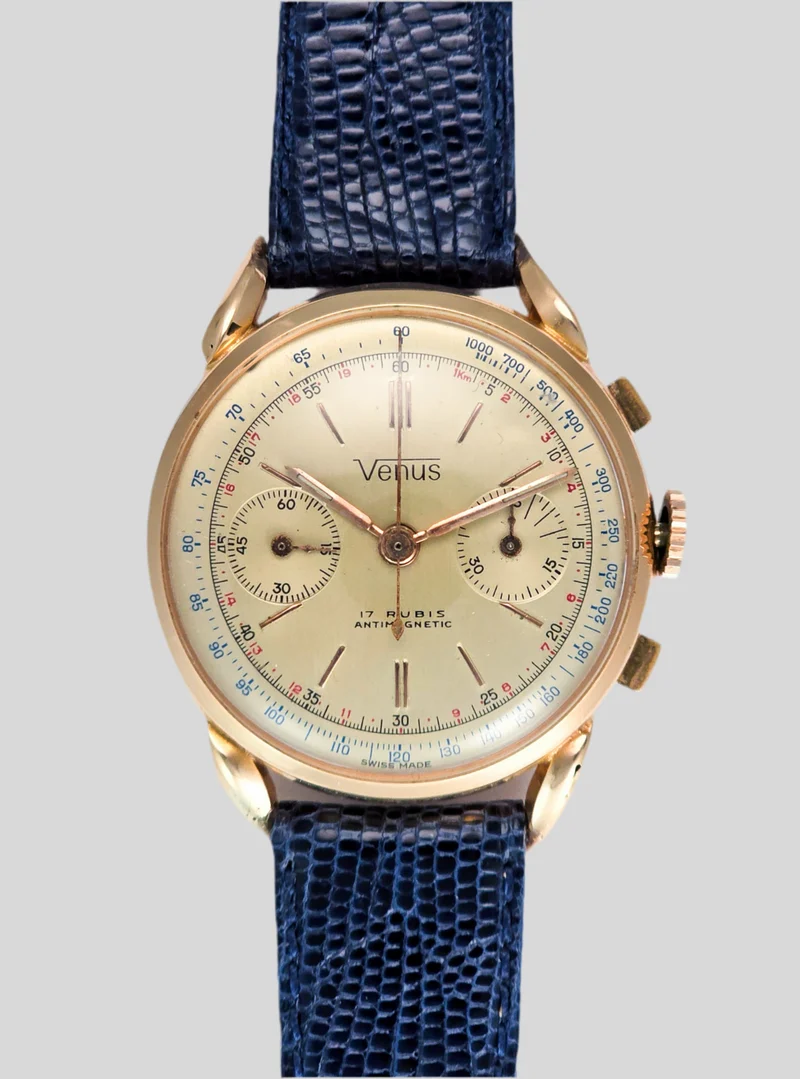 Venus rose gold chronograph spider lugs
