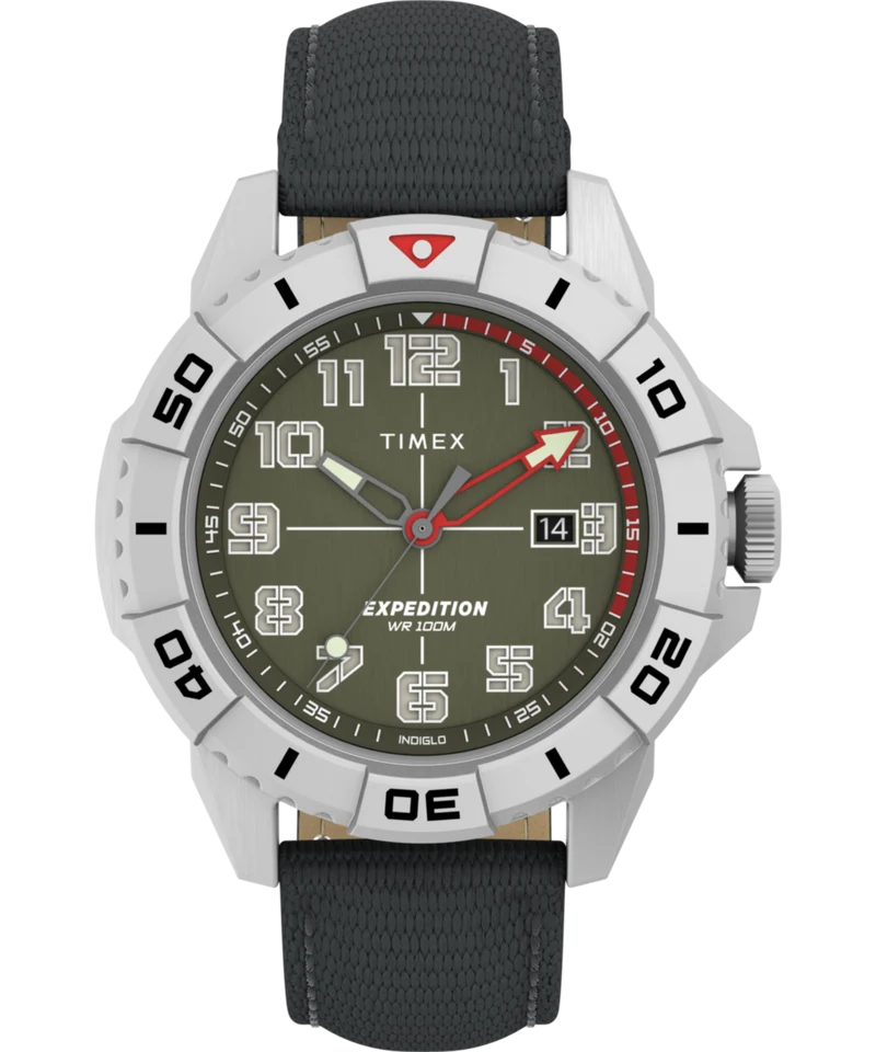 Expedition Ridge 42mm Leather Strap Watch