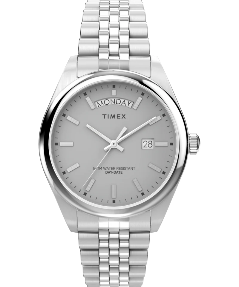 Timex Legacy Day and Date 41mm Stainless Steel Bracelet Watch