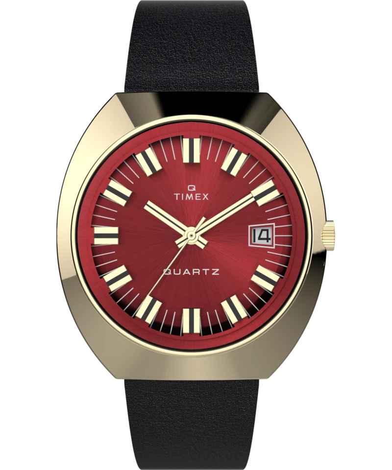 Q Timex 1972 Reissue 39mm Leather Strap Watch
