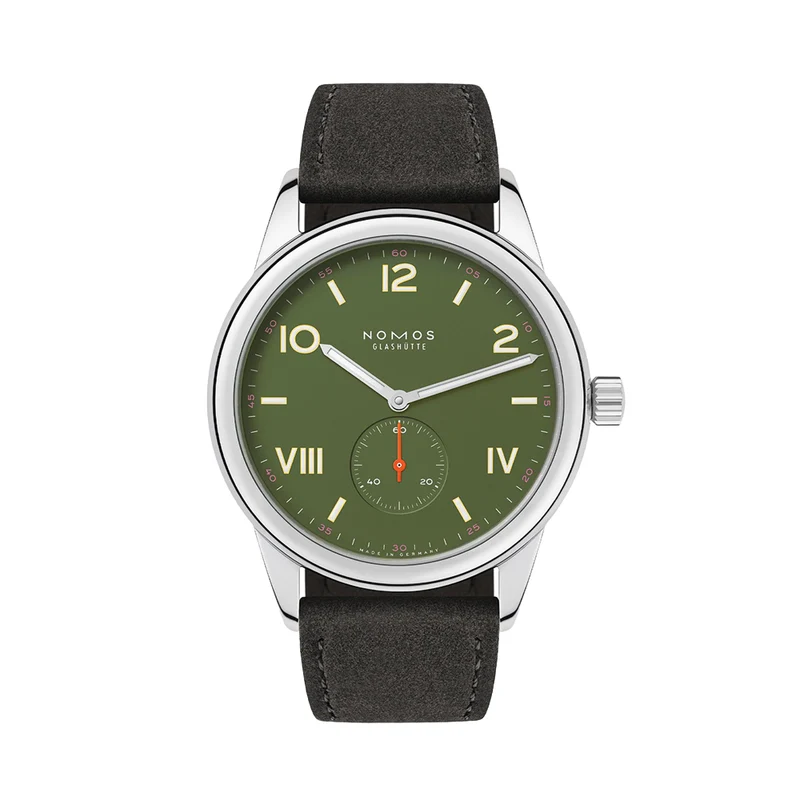 Club Campus Steel Back 38.5mm - Olive on Leather Strap